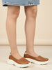 Women Camel Outdoor Fashion Stitched Design Slip On Shoes