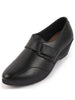 Women Black Outdoor Fashion Hook and Loop Platform Heel Slip On Shoes