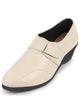 Women Cream Outdoor Fashion Hook and Loop Platform Heel Slip On Shoes