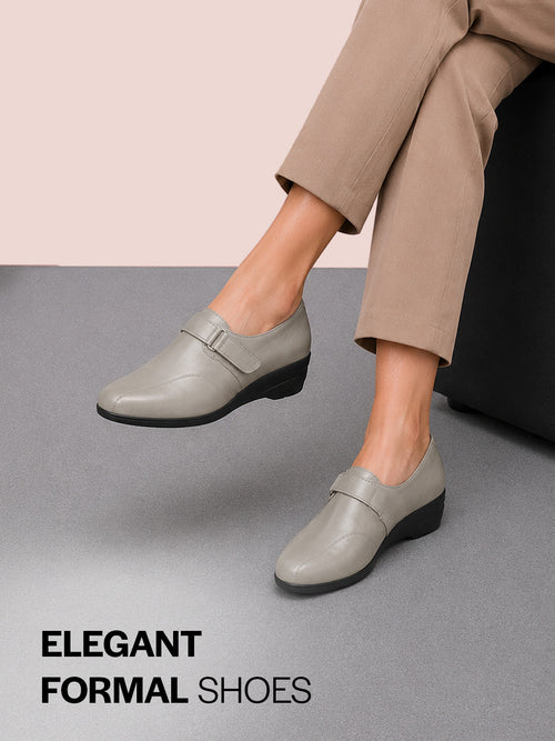 Shop Women Grey Formal Platform Wedge Heel Slip On Ballerina Shoes Online.