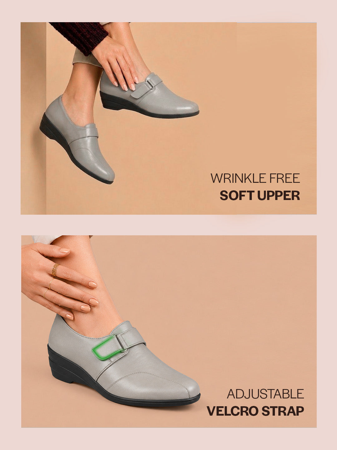 Shop Women Grey Formal Platform Wedge Heel Slip On Ballerina Shoes Online.