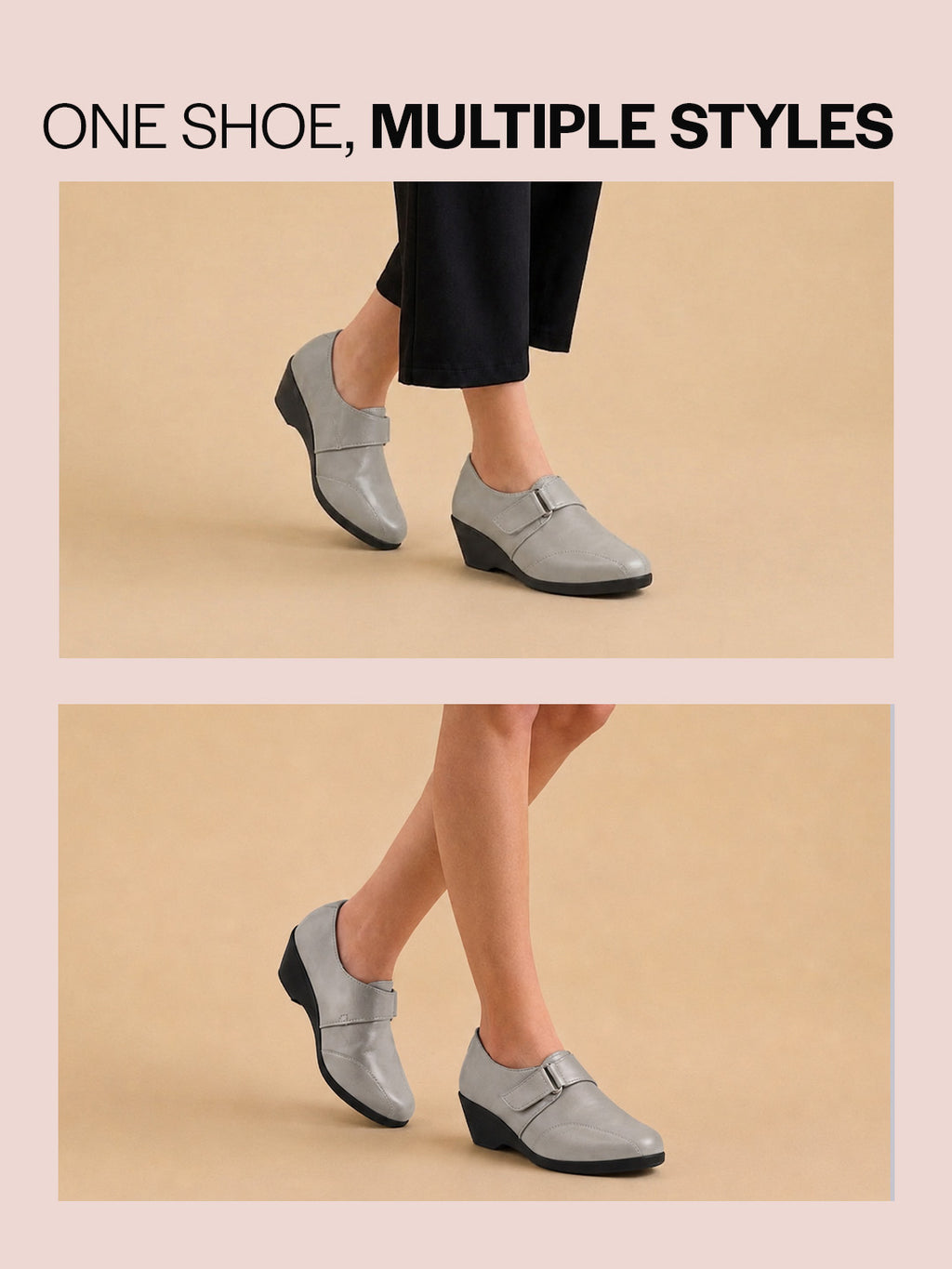Shop Women Grey Formal Platform Wedge Heel Slip On Ballerina Shoes Online.