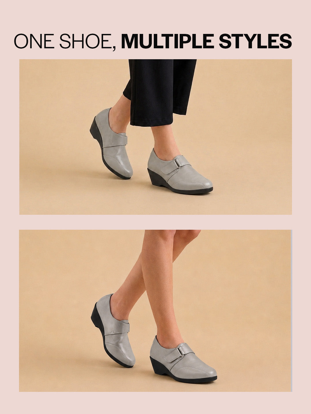 Shop Women Grey Formal Platform Wedge Heel Slip On Ballerina Shoes Online.
