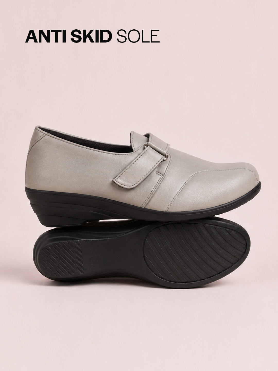 Shop Women Grey Formal Platform Wedge Heel Slip On Ballerina Shoes Online.