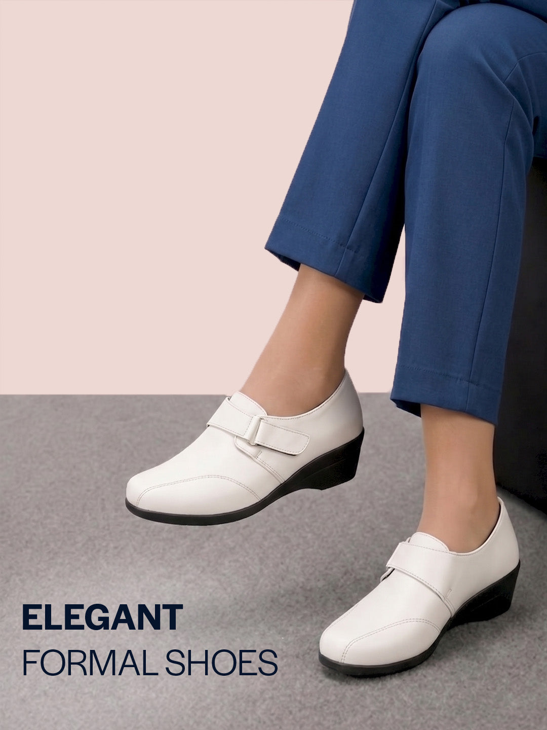 Shop Women White Outdoor Fashion Hook and Loop Platform Heel Wedges Online.