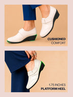 Shop Women White Outdoor Fashion Hook and Loop Platform Heel Wedges Online.