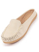 Women Cream Side Stitched Back Open Slip On Mules Shoes