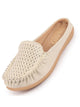 Women Cream Side Stitched Laser Cut Design Back Open Slip On Mules Shoes