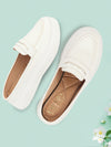 Women White Outdoor Fashion Stitched Design Strap Open Back Platform Heel Slip On Casual Shoes