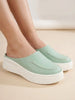 Women Pista Green Outdoor Fashion Stitched Design Open Back Platform Heel Slip On Casual Shoes