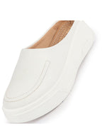 Women White Outdoor Fashion Stitched Design Open Back Platform Heel Slip On Casual Shoes