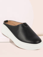 Shop Women Black Outdoor Fashion Comfort Open Back Platform Heel Slip On Casual Shoes Online.