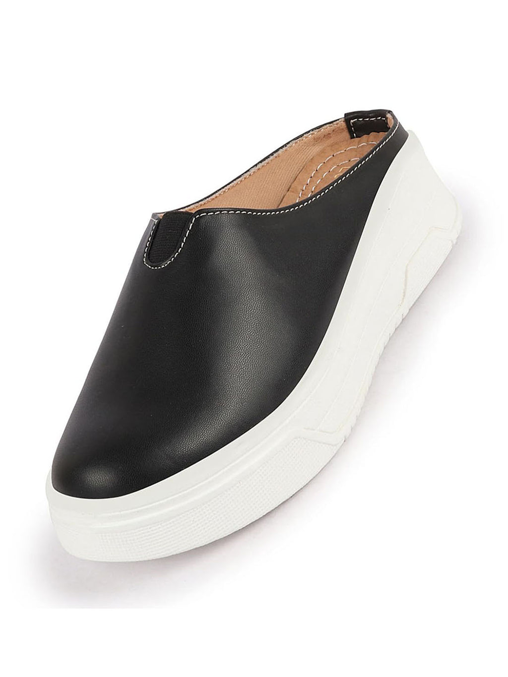 women black outdoor fashion comfort open back platform heel slip on casual shoes
