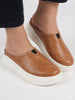 Women Camel Outdoor Fashion Comfort Open Back Platform Heel Slip On Casual Shoes