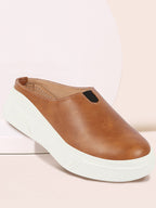 Shop Women Camel Outdoor Fashion Comfort Open Back Platform Heel Slip On Casual Shoes Online.