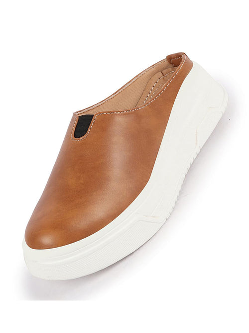 women camel outdoor fashion comfort open back platform heel slip on casual shoes