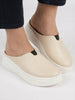 Women Cream Outdoor Fashion Comfort Open Back Platform Heel Slip On Casual Shoes