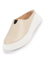women cream outdoor fashion comfort open back platform heel slip on casual shoes