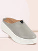 Women Grey Outdoor Fashion Comfort Open Back Platform Heel Slip On Casual Shoes