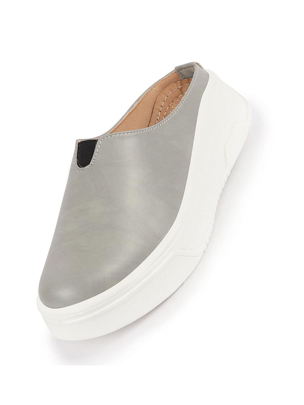 women grey outdoor fashion comfort open back platform heel slip on casual shoes