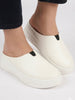Women White Outdoor Fashion Comfort Open Back Platform Heel Slip On Casual Shoes
