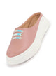 Women Pink Outdoor Fashion Comfort Lace Design Open Back Platform Heel Slip On Casual Shoes