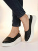 Women Black Outdoor Fashion Comfort Height Enhance Platform Heel Ballerina Slip On Shoes