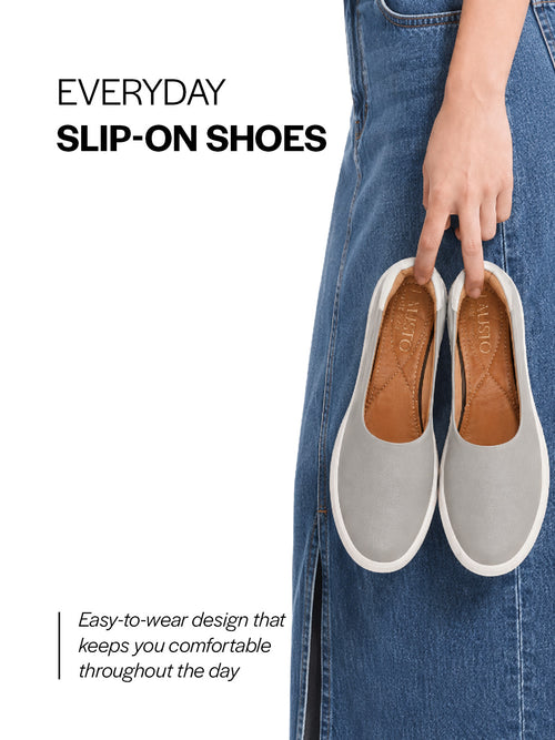 women grey outdoor fashion comfort height enhance platform heel ballerina slip on shoes