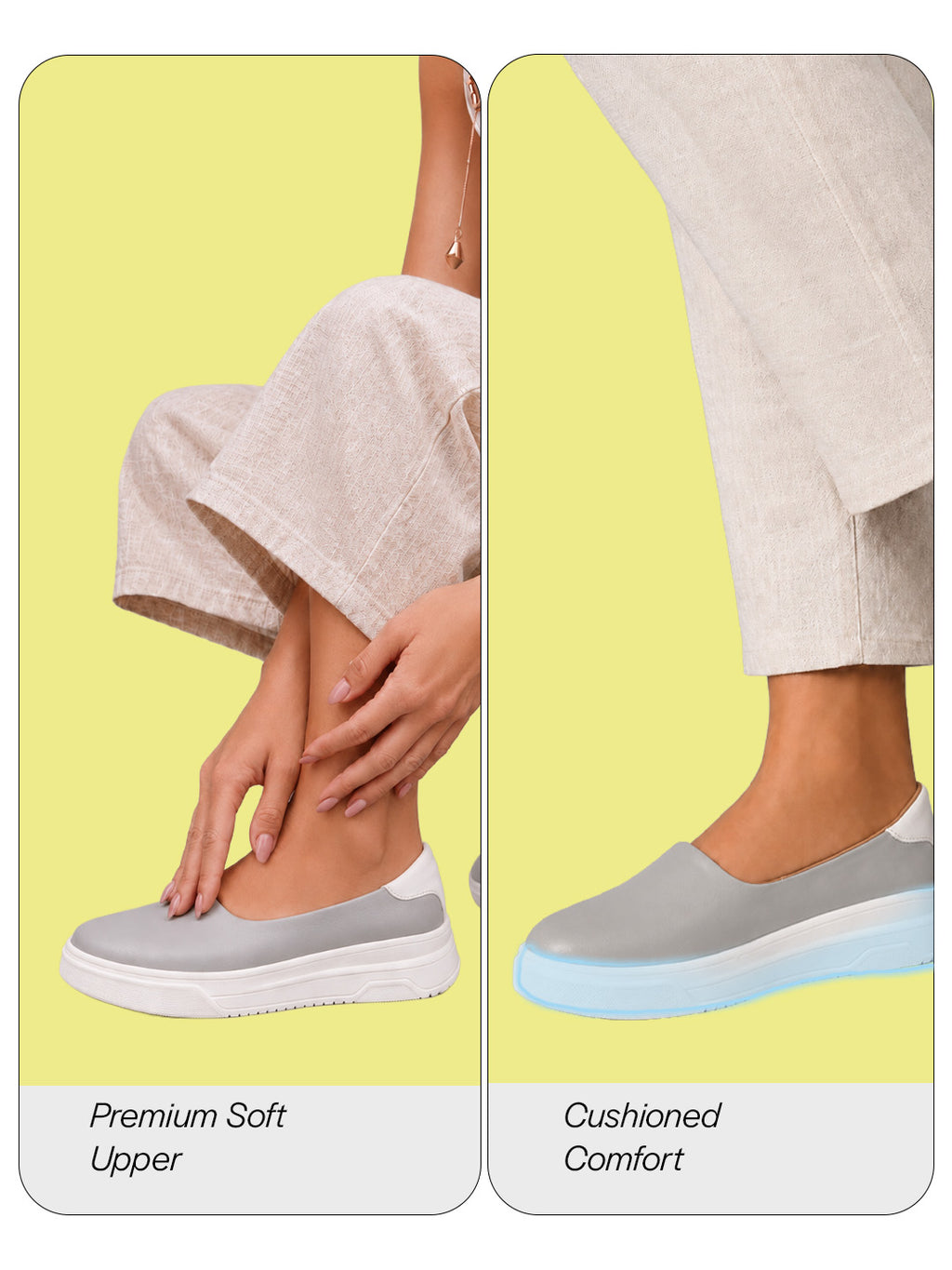 women grey outdoor fashion comfort height enhance platform heel ballerina slip on shoes