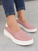 Women Pink Outdoor Fashion Comfort Height Enhance Platform Heel Ballerina Slip On Shoes