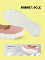 women pink outdoor fashion comfort height enhance platform heel ballerina slip on shoes