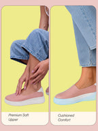women pink outdoor fashion comfort height enhance platform heel ballerina slip on shoes