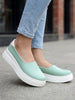 Women Pista Green Outdoor Fashion Comfort Height Enhance Platform Heel Ballerina Slip On Shoes