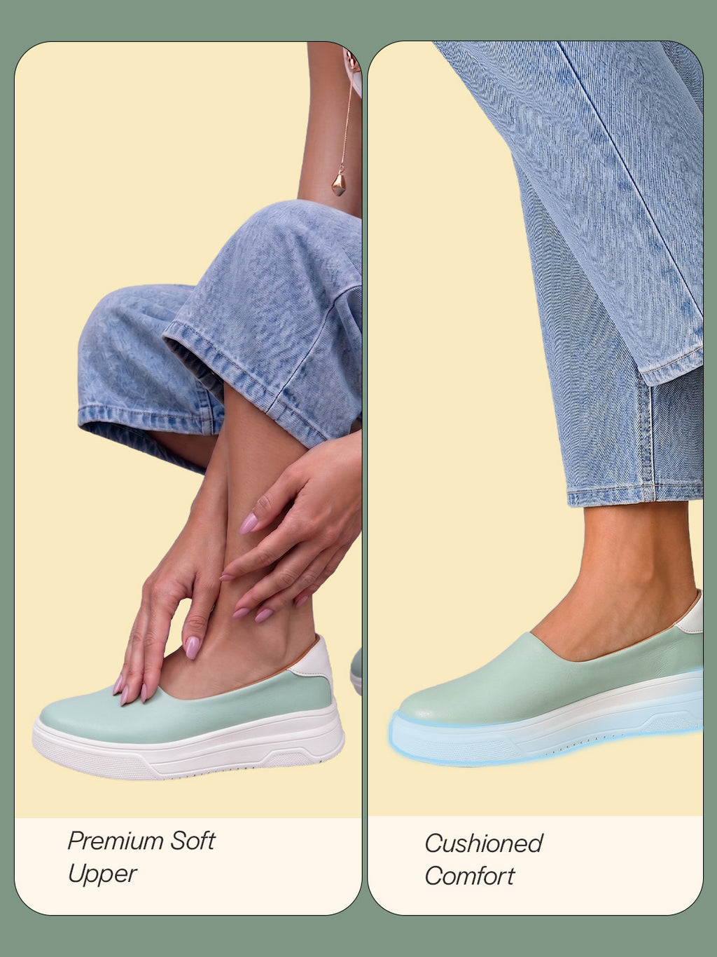 women pista green outdoor fashion comfort height enhance platform heel ballerina slip on shoes