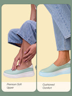 women pista green outdoor fashion comfort height enhance platform heel ballerina slip on shoes
