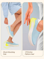 women sky blue outdoor fashion comfort height enhance platform heel ballerina slip on shoes