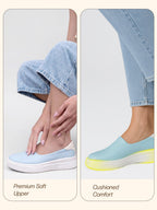 women sky blue outdoor fashion comfort height enhance platform heel ballerina slip on shoes