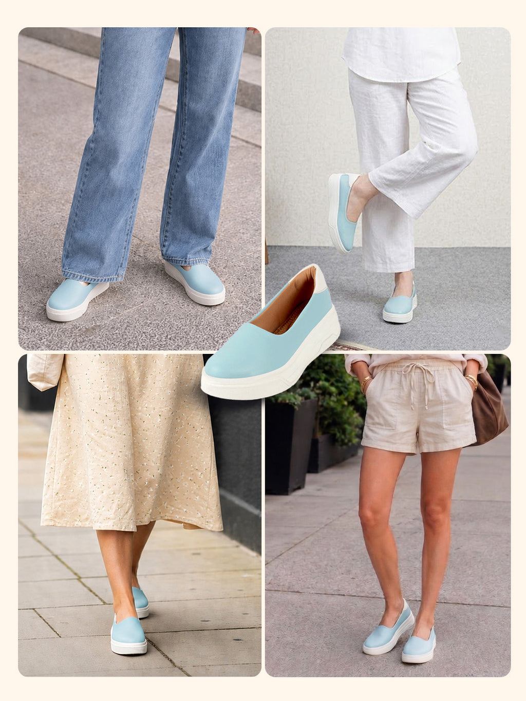 women sky blue outdoor fashion comfort height enhance platform heel ballerina slip on shoes