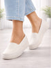 Women White Outdoor Fashion Comfort Height Enhance Platform Heel Ballerina Slip On Shoes