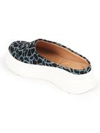 Shop Women Blue Fashion Outdoor Leopard Print Height Enhancer Open Back Slip On Casual Shoes Online.