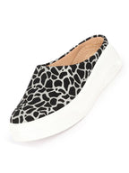 Women Grey Fashion Outdoor Leopard Print Height Enhancer Open Back Slip On Casual Shoes