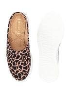 Shop Women Peach Fashion Outdoor Leopard Print Height Enhancer Open Back Slip On Casual Shoes Online.