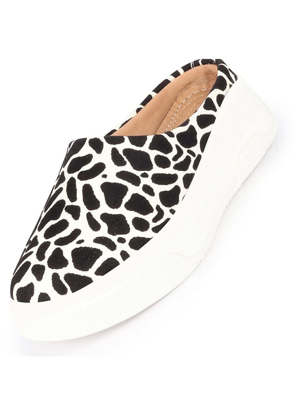 Shop Women White Fashion Outdoor Leopard Print Height Enhancer Open Back Slip On Casual Shoes Online.