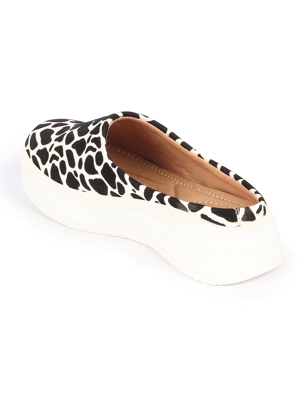 Shop Women White Fashion Outdoor Leopard Print Height Enhancer Open Back Slip On Casual Shoes Online.