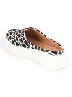 Shop Women White Fashion Outdoor Leopard Print Height Enhancer Open Back Slip On Casual Shoes Online.