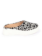 Shop Women White Fashion Outdoor Leopard Print Height Enhancer Open Back Slip On Casual Shoes Online.