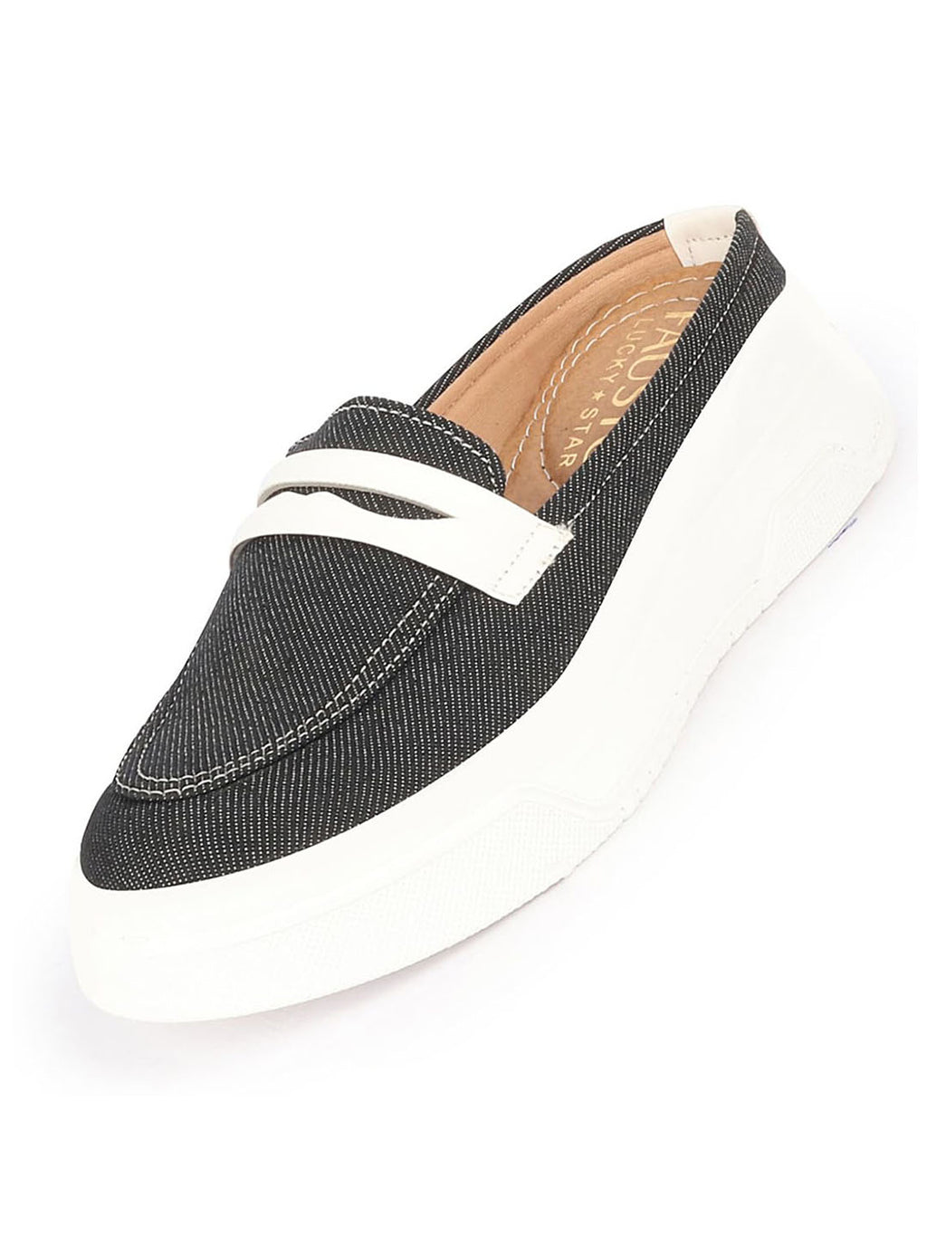 women grey fashion outdoor height enhancer open back slip on upper denim casual shoes