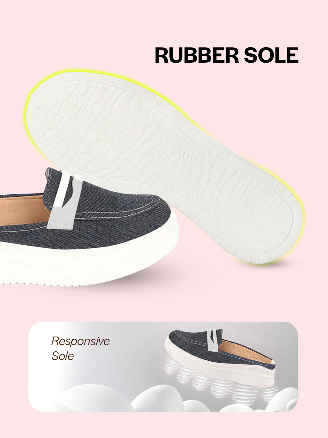 women grey fashion outdoor height enhancer open back slip on upper denim casual shoes
