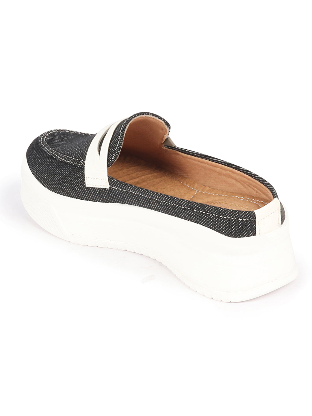 Shop Women Grey Fashion Outdoor Height Enhancer Open Back Slip On Upper Denim Casual Shoes Online.