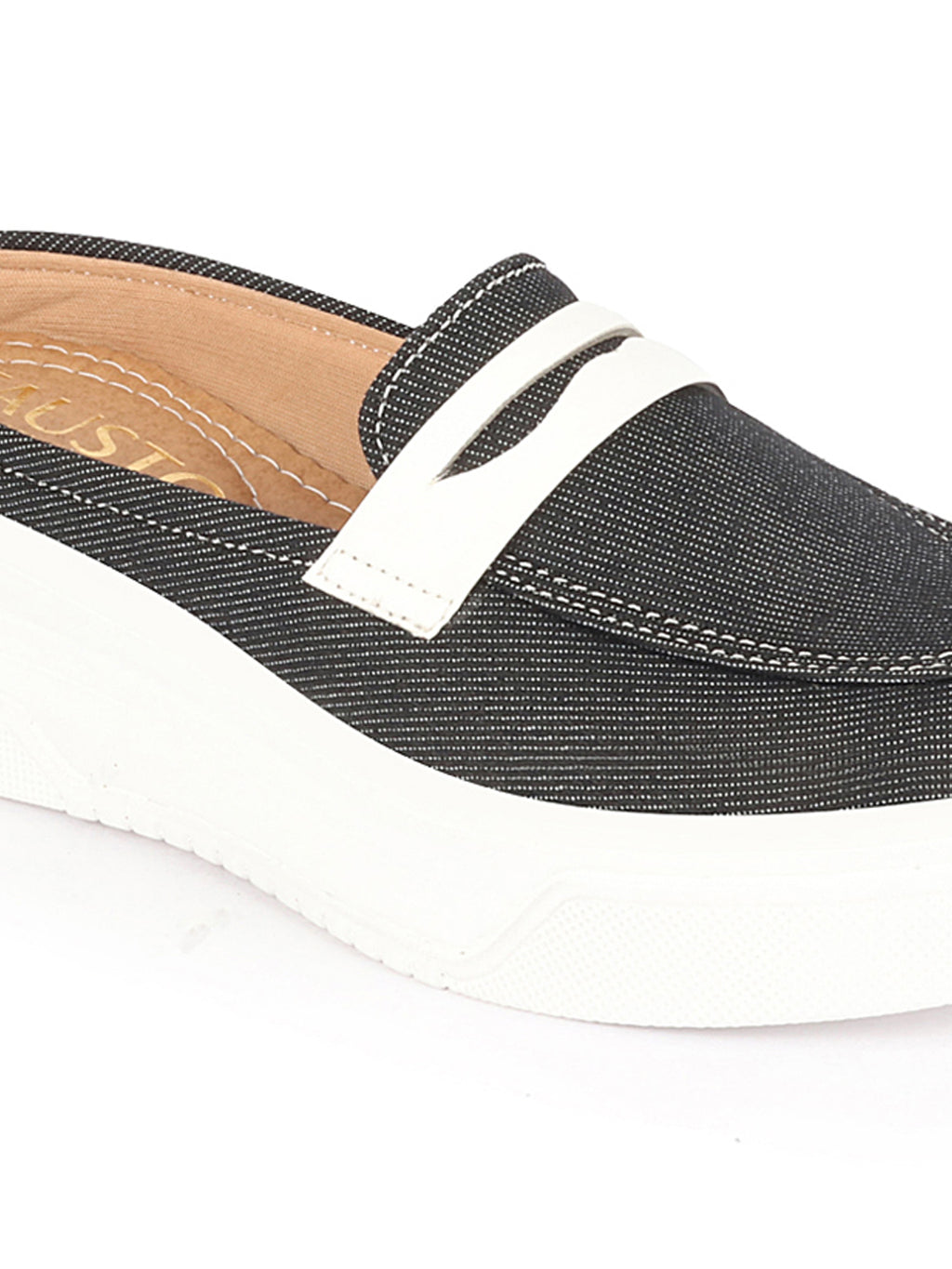Shop Women Grey Fashion Outdoor Height Enhancer Open Back Slip On Upper Denim Casual Shoes Online.